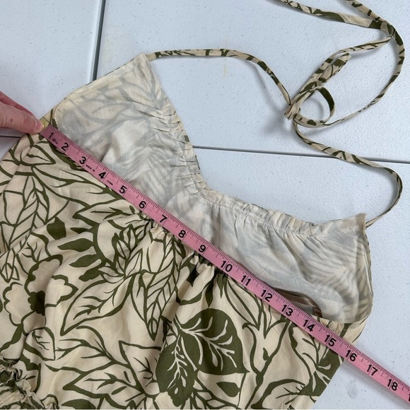Dorothee BIS Tropical Botanical Leaf Print Halter Spaghetti Strap Midi Sun Dress - Picture 4 of 12
